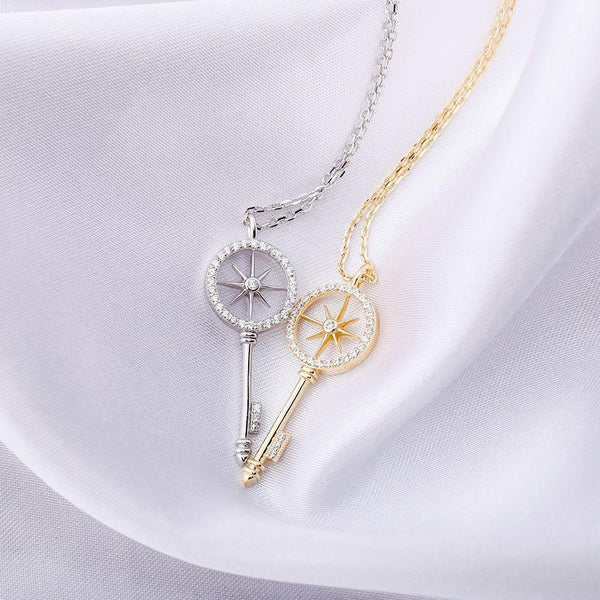 .925 Sterling Silver Key Pendant with Necklace
