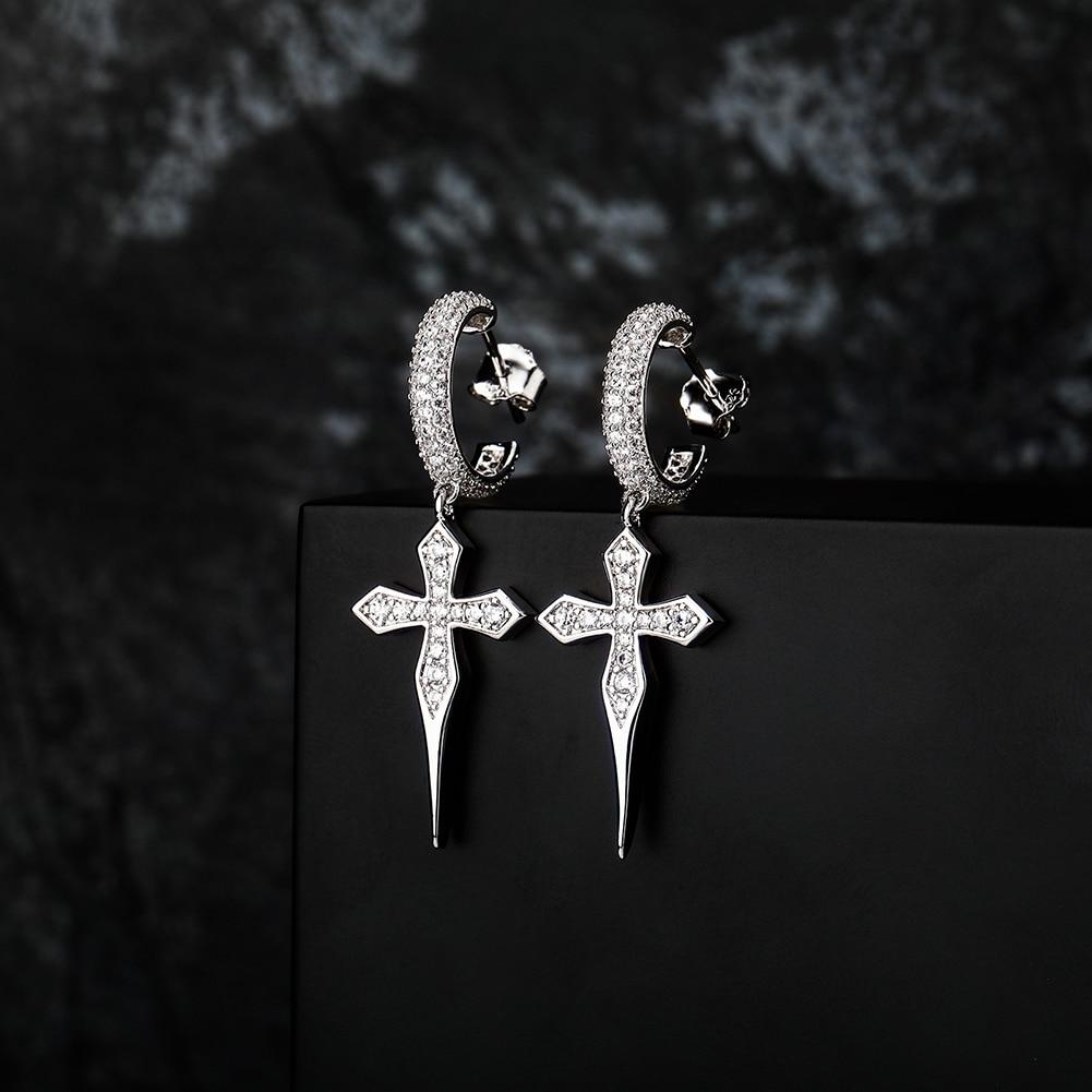 .925 Sterling Silver Cross Earrings